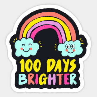 100Th Day Of School Teacher 100 Days Brighter Rainbow Sticker